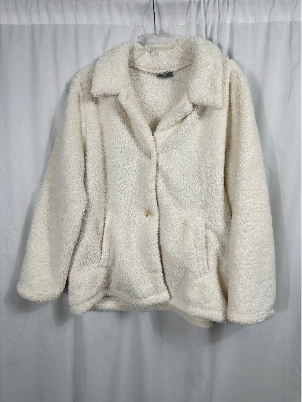 32 Degree Heat XXL Cream Sherpa Fleece Jacket with Button Closure